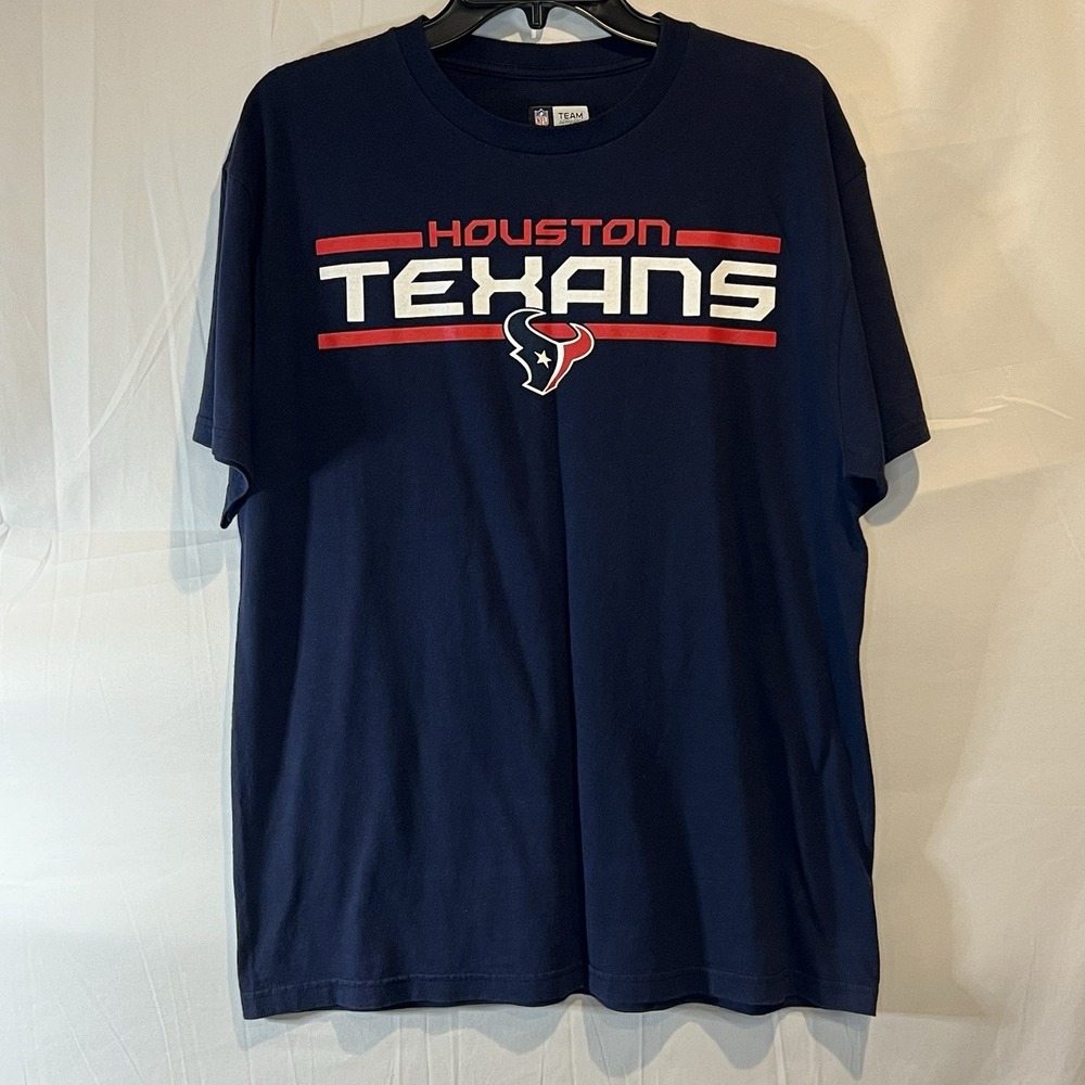 NFL Team Apparel Houston Texans Mens Navy Blue Short Sleeve T Shirt Size Large L